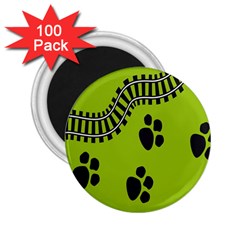 Green Prints Next To Track 2 25  Magnets (100 Pack)  by Nexatart