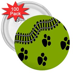 Green Prints Next To Track 3  Buttons (100 Pack)  by Nexatart