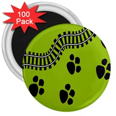 Green Prints Next To Track 3  Magnets (100 Pack) by Nexatart