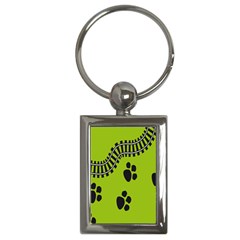 Green Prints Next To Track Key Chains (rectangle)  by Nexatart