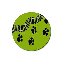 Green Prints Next To Track Rubber Coaster (round)  by Nexatart