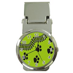 Green Prints Next To Track Money Clip Watches by Nexatart