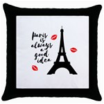 Paris Throw Pillow Case (Black) Front