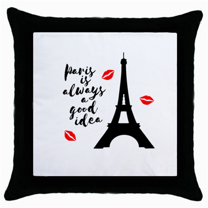 Paris Throw Pillow Case (Black)