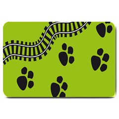 Green Prints Next To Track Large Doormat  by Nexatart