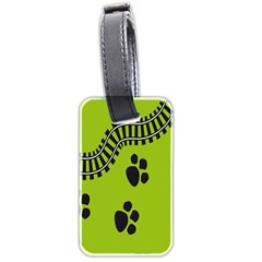 Green Prints Next To Track Luggage Tags (two Sides) by Nexatart