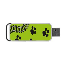 Green Prints Next To Track Portable Usb Flash (two Sides) by Nexatart