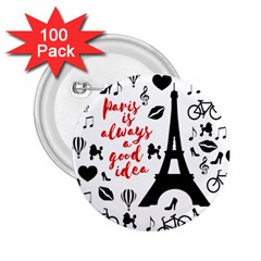 Paris 2 25  Buttons (100 Pack)  by Valentinaart