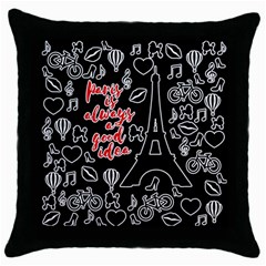 Paris Throw Pillow Case (black) by Valentinaart