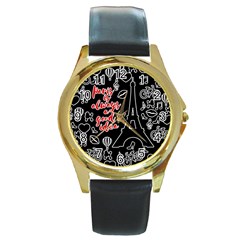 Paris Round Gold Metal Watch