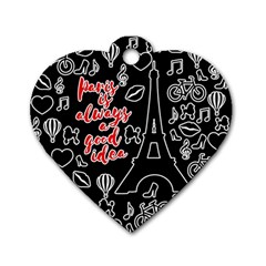 Paris Dog Tag Heart (One Side)