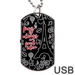 Paris Dog Tag Usb Flash (two Sides) by Valentinaart