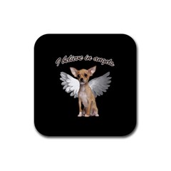 Angel Chihuahua Rubber Coaster (square)  by Valentinaart