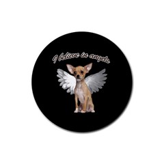 Angel Chihuahua Rubber Coaster (round)  by Valentinaart