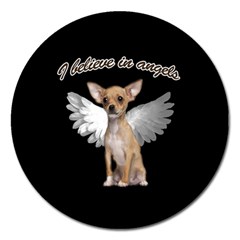 Angel Chihuahua Magnet 5  (round) by Valentinaart