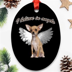 Angel Chihuahua Oval Ornament (two Sides) by Valentinaart