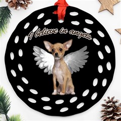 Angel Chihuahua Round Filigree Ornament (two Sides) by Valentinaart