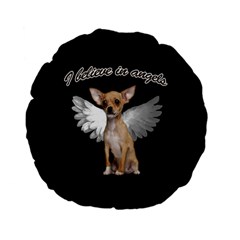 Angel Chihuahua Standard 15  Premium Flano Round Cushions by Valentinaart