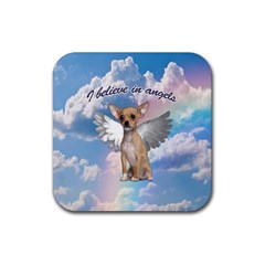 Angel Chihuahua Rubber Coaster (square)  by Valentinaart