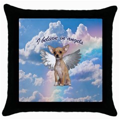 Angel Chihuahua Throw Pillow Case (black) by Valentinaart