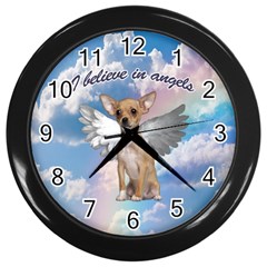 Angel Chihuahua Wall Clocks (black) by Valentinaart