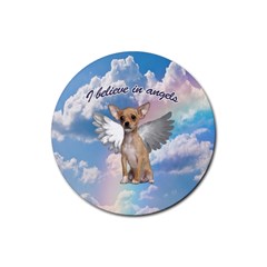 Angel Chihuahua Rubber Round Coaster (4 Pack)  by Valentinaart