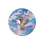 Angel Chihuahua Rubber Round Coaster (4 pack)  Front