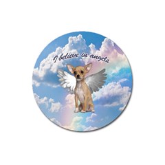 Angel Chihuahua Magnet 3  (round) by Valentinaart