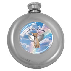 Angel Chihuahua Round Hip Flask (5 Oz) by Valentinaart