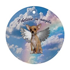 Angel Chihuahua Round Ornament (two Sides) by Valentinaart