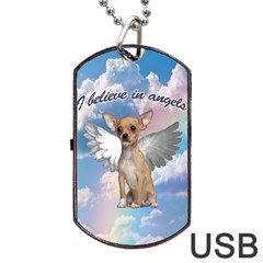 Angel Chihuahua Dog Tag Usb Flash (one Side) by Valentinaart