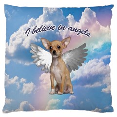 Angel Chihuahua Large Cushion Case (two Sides) by Valentinaart