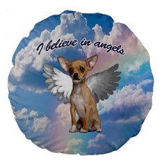 Angel Chihuahua Large 18  Premium Round Cushions by Valentinaart