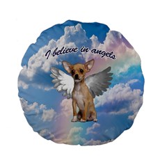 Angel Chihuahua Standard 15  Premium Flano Round Cushions by Valentinaart