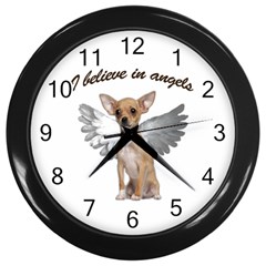 Angel Chihuahua Wall Clocks (black) by Valentinaart