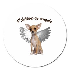 Angel Chihuahua Magnet 5  (round) by Valentinaart