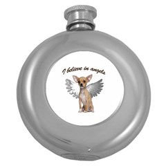 Angel Chihuahua Round Hip Flask (5 Oz) by Valentinaart