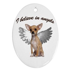 Angel Chihuahua Oval Ornament (two Sides) by Valentinaart