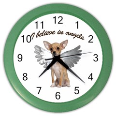 Angel Chihuahua Color Wall Clocks by Valentinaart