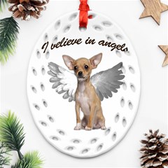 Angel Chihuahua Oval Filigree Ornament (two Sides) by Valentinaart