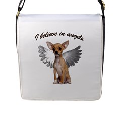 Angel Chihuahua Flap Messenger Bag (l)  by Valentinaart