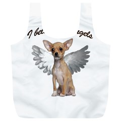 Angel Chihuahua Full Print Recycle Bags (l)  by Valentinaart