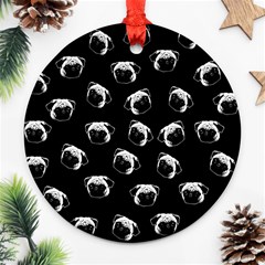 Pug Dog Pattern Ornament (round) by Valentinaart