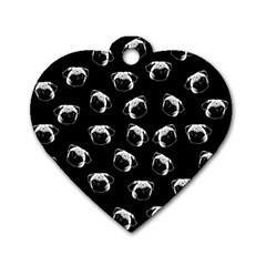 Pug Dog Pattern Dog Tag Heart (two Sides) by Valentinaart