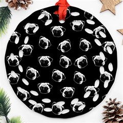 Pug Dog Pattern Ornament (round Filigree) by Valentinaart