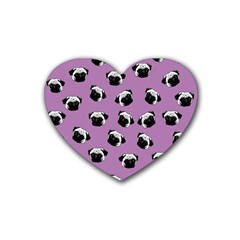 Pug dog pattern Rubber Coaster (Heart) 