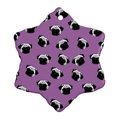 Pug Dog Pattern Snowflake Ornament (two Sides) by Valentinaart