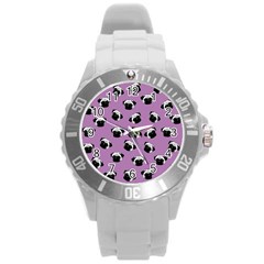 Pug dog pattern Round Plastic Sport Watch (L)