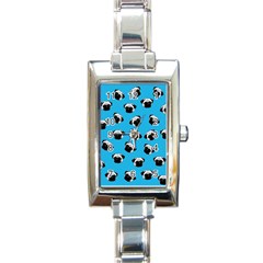 Pug Dog Pattern Rectangle Italian Charm Watch by Valentinaart