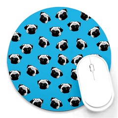 Pug Dog Pattern Round Mousepads by Valentinaart